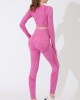 Pink fitness sports suit personality breathable tight high elasticity yoga clothing simple solid color sportswear