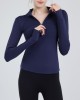 Padded half-zipper yoga clothing women long-sleeved outer wear outdoor morning running sports tops training fitness clothing winter new