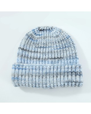 Wool knit cap women's versatile warm fall and winter gradient flap wool cap cold cap