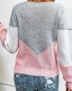 [Special Offers]Sweater autumn winter contrasting round neck pullover with hollow out slim fit long sleeved thin design