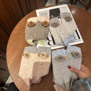 New wool warm padded Teddy dog doll socks in autumn and winter