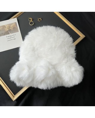 Plush cap female fall and winter new warm rabbit hair cap Japanese big head circumference furry hat