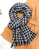 Scarf warm checkered bib scarf with tassel scarf women's advanced sense