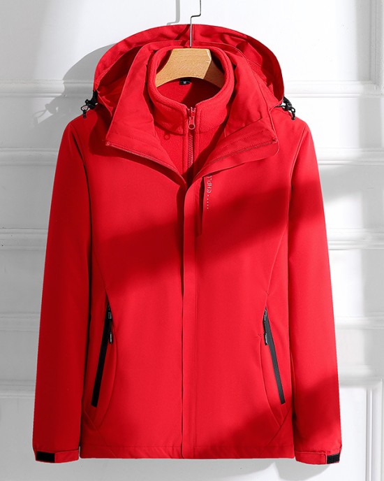 Punching jacket 3 in 1 removable ladies outdoor camping hiking windproof jacket waterproof hooded jacket